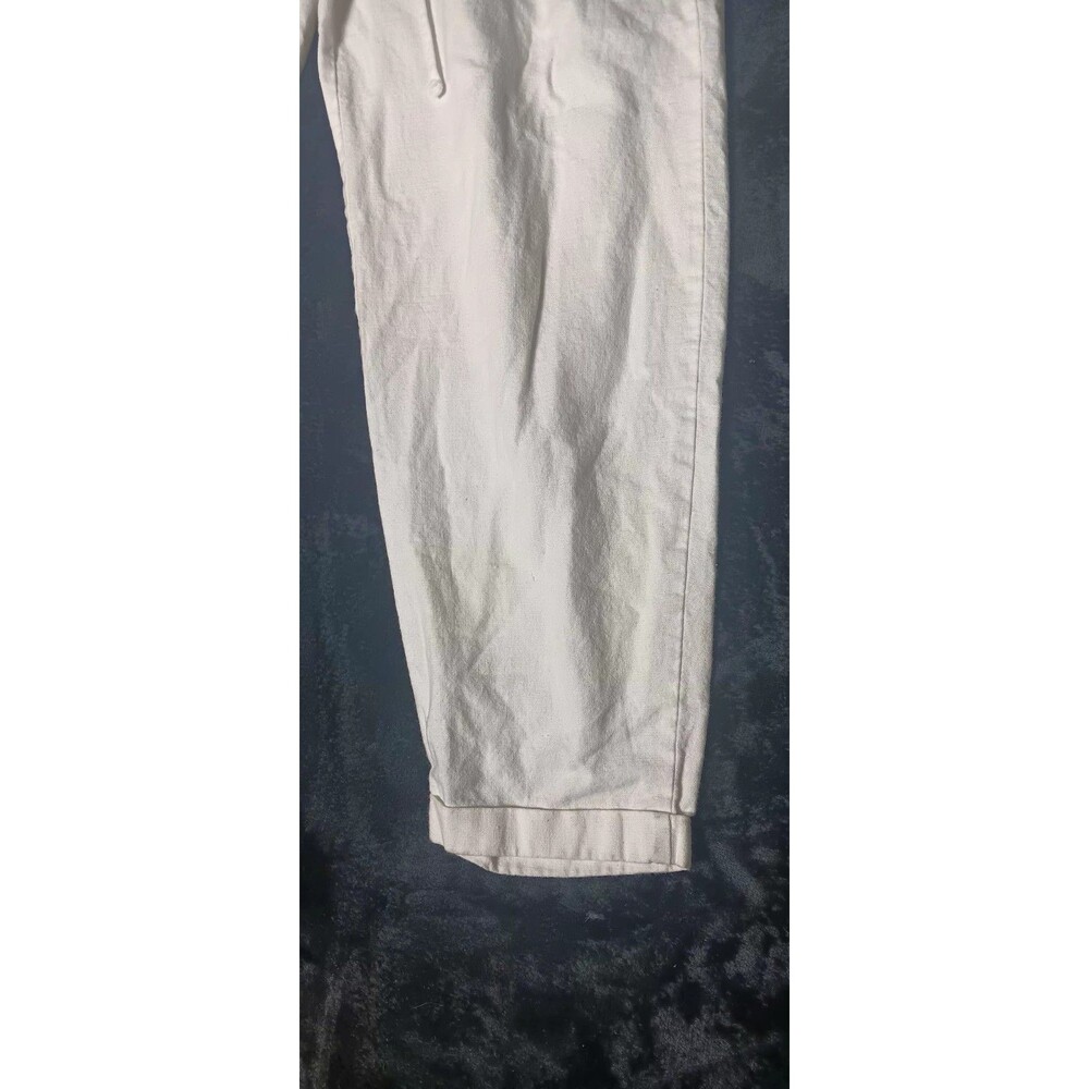 J Crew Linen Blend Cuff Ankle Pants S White Coastal Beachy Seaside Quiet Luxury - Picture 6 of 12